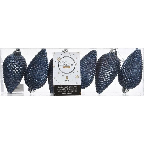 Dennenappels 8 Cm - Nachtblauw - Set Van 6 Stuks - Afbeelding 2