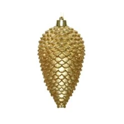 Dennenappels 12 Cm - Licht Goud - Set Van 4 Stuks