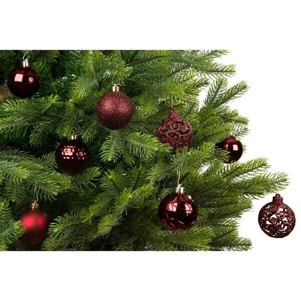 Kerstballenmix Ø 6 Cm - Ossenbloed - Set Van 37 Stuks - Afbeelding 3