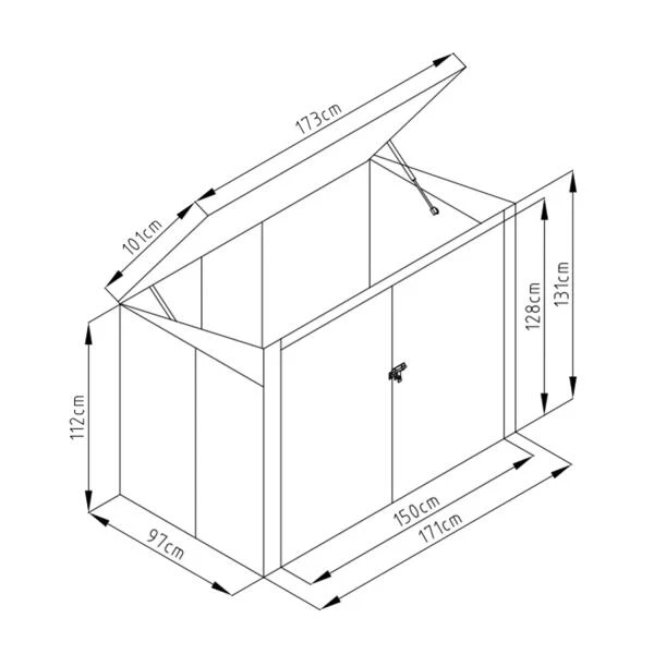 Sinolily Polly B Containerberging - 173 × 101 × 131 Cm - Antraciet - Afbeelding 4